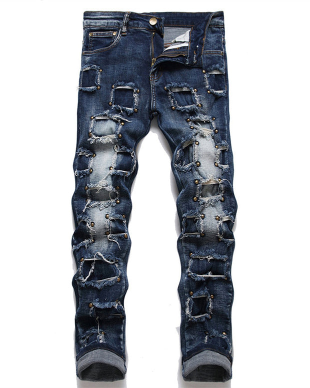 Men's Punk Trendy Ripped Long Jeans