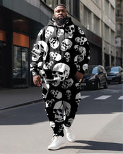 Men's Plus Size Skull Two Piece Sweatshirt