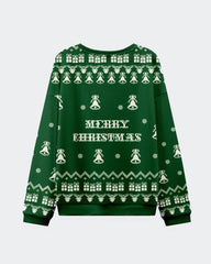 Big & Tall Men's Christmas Frog Graffiti Print Crewneck Ugly Sweater