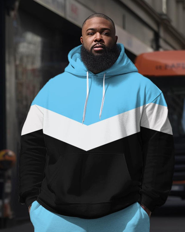 Men's Plus Size Casual Basis Splicing Two Piece Hoodie Set