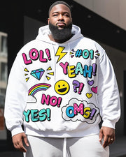 Men's Plus Size Casual Y2K Hip Hop Cartoon Hoodie Set