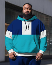 Men's Plus Size Casual Basis Splicing Two Piece Hoodie Set