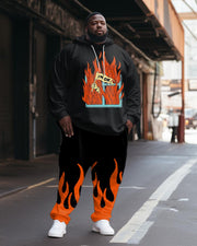 Men's Plus Size Casual Flame I'm Ok Two Piece Hoodie Set