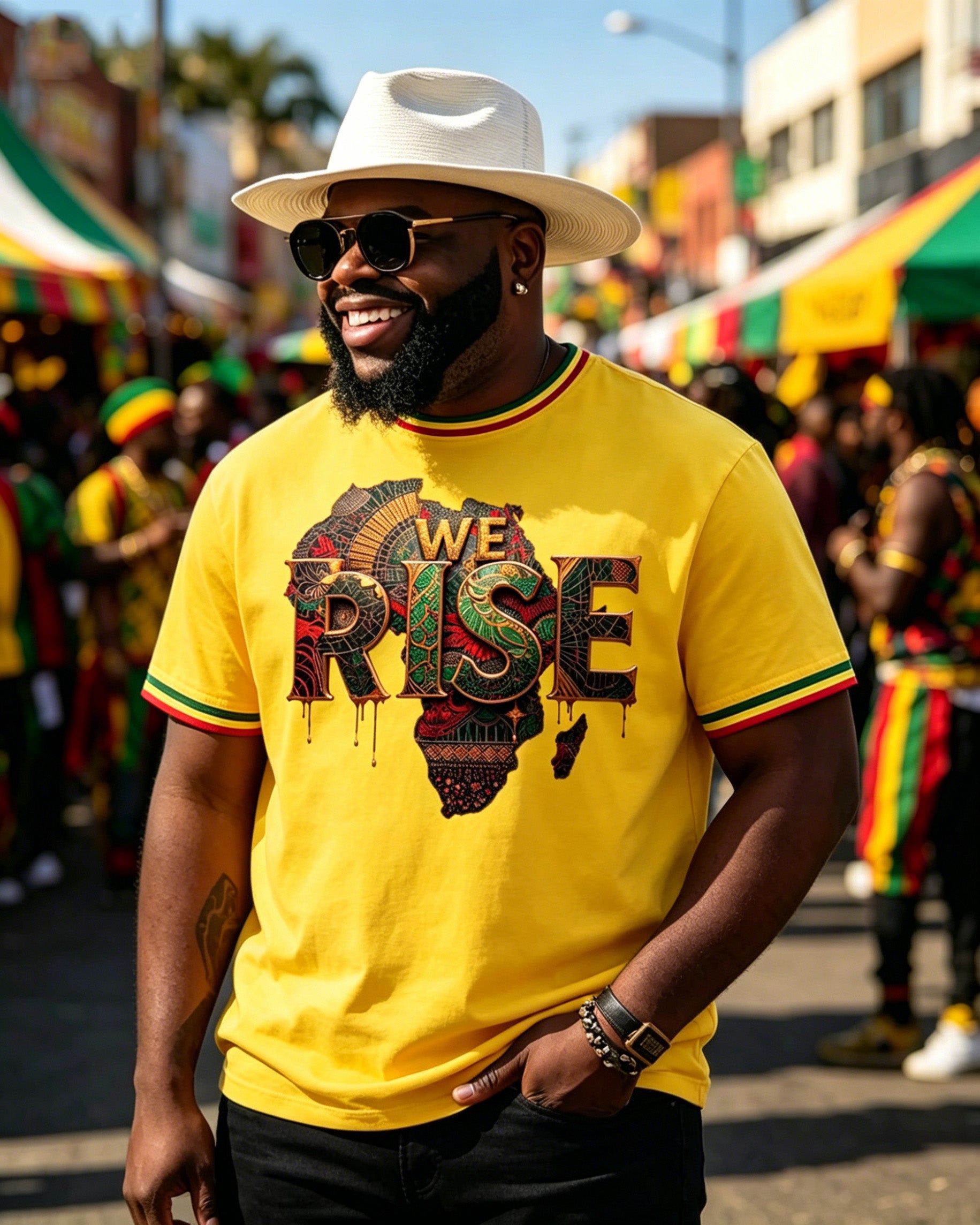 Big & Tall Men's We Rise African Map Print Crewneck Short Sleeve T-Shirt