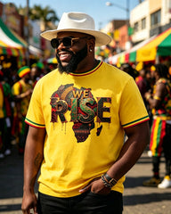 Big & Tall Men's We Rise African Map Print Crewneck Short Sleeve T-Shirt