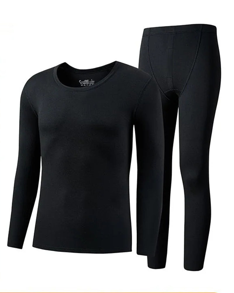 Big & Tall Men's Double-sided Velvet Warm Crew Neck Trousers Suit L-6XL