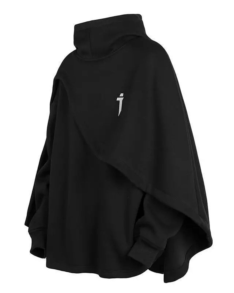 Big & Tall Men's Heavy Industry Cloak Fake Two-Piece Cloak Hooded Sweatshirt Coat L-4XL