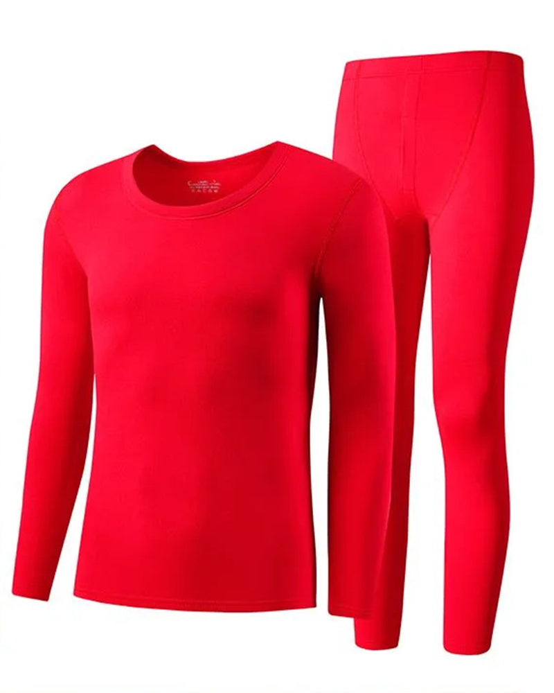 Big & Tall Men's Double-sided Velvet Warm Crew Neck Trousers Suit L-6XL