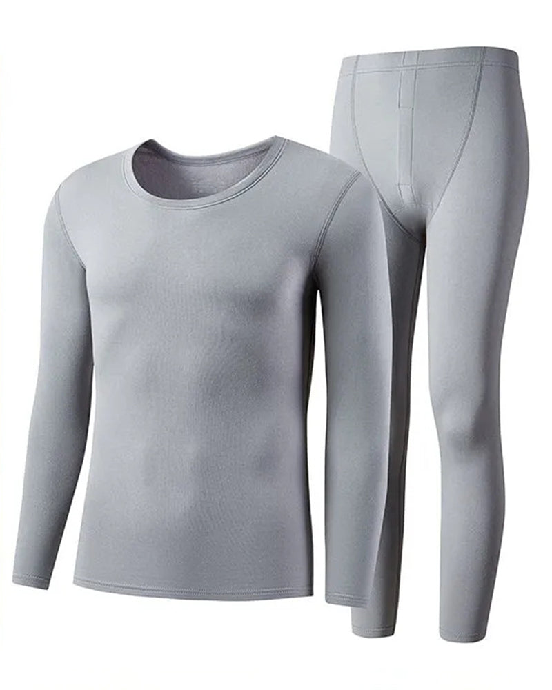 Big & Tall Men's Double-sided Velvet Warm Crew Neck Trousers Suit L-6XL