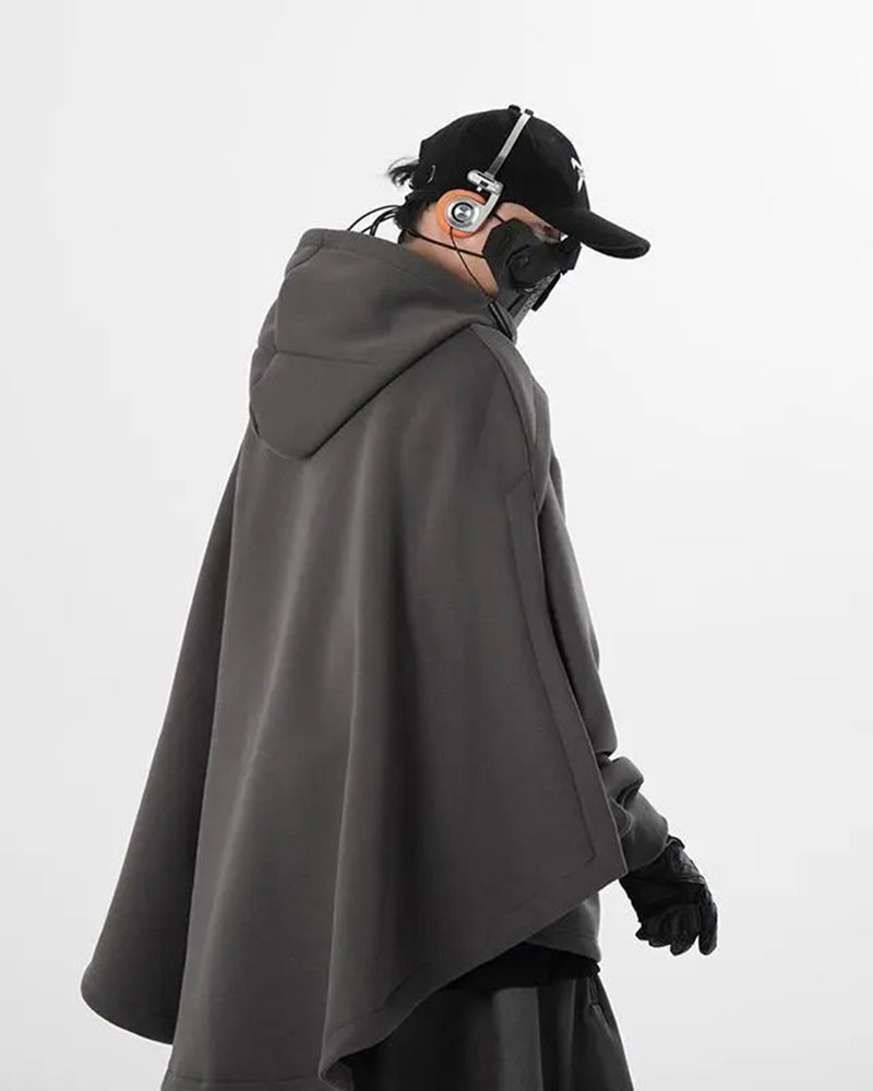 Big & Tall Men's Heavy Industry Cloak Fake Two-Piece Cloak Hooded Sweatshirt Coat L-4XL