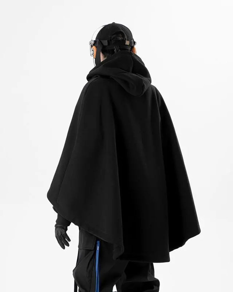 Big & Tall Men's Heavy Industry Cloak Fake Two-Piece Cloak Hooded Sweatshirt Coat L-4XL