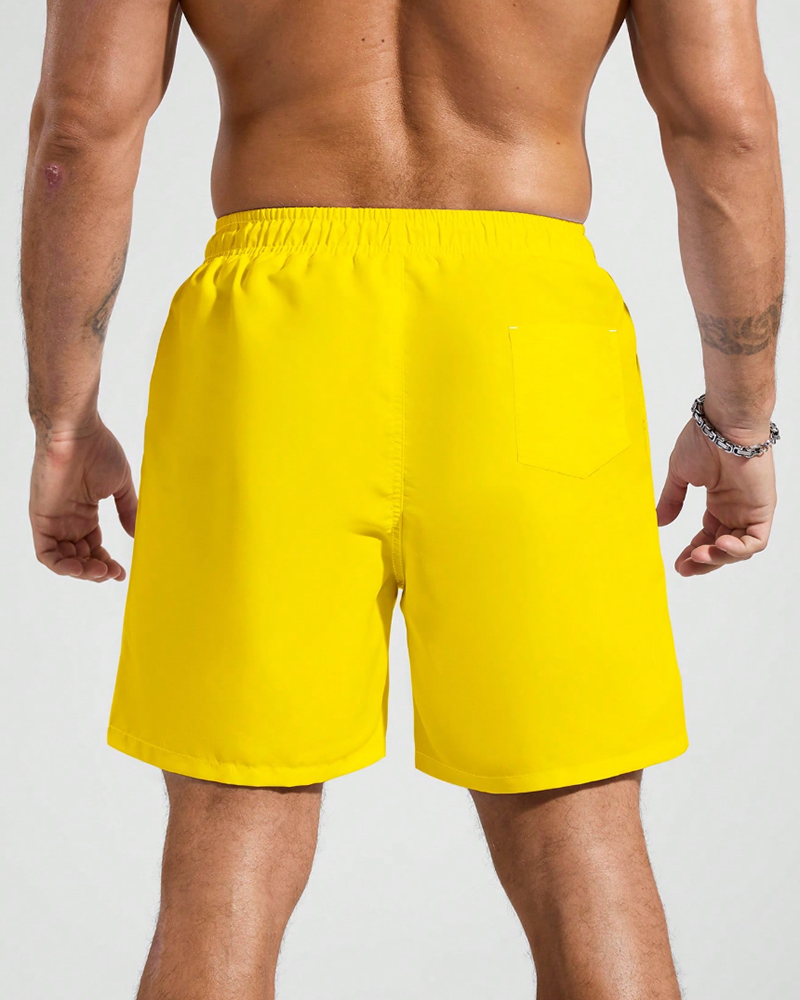 Men's Big & Tall Yellow Solid Swim Trunks
