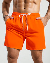 Men's Big & Tall Orange Solid Swim Trunks