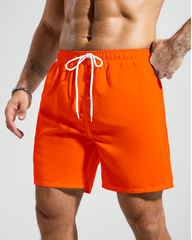 Men's Big & Tall Orange Solid Swim Trunks