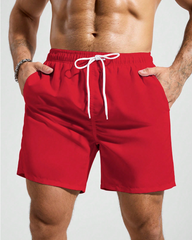 Men's Big & Tall Red Solid Swim Trunks