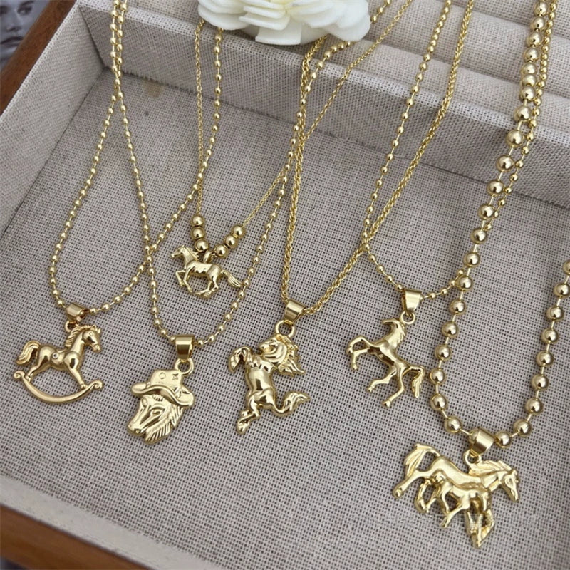 18K Gold-plated Horse Element Series Multi-style Necklace