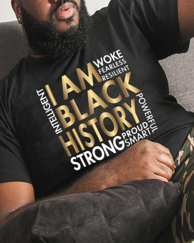 I Am Black History Letter Print Oversize Short Sleeve T-shirt