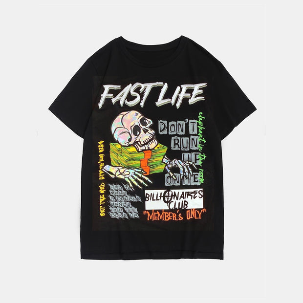 Plus Size Black Fast Life T-Shirt