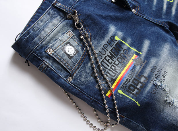 Men's Hole Feature Trendy Street Shooting Jeans