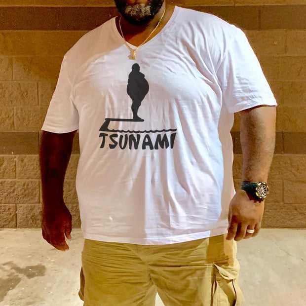 Fat man fat guy Tsunami alert Funny Humor T-Shirt