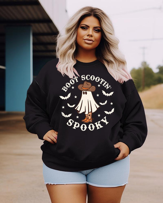 Women's Plus Size Casual Boot Scootin Spooky Sweatshirt