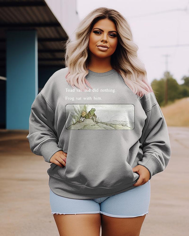Women's Plus Size Casual Frog And Toad Sweatshirt